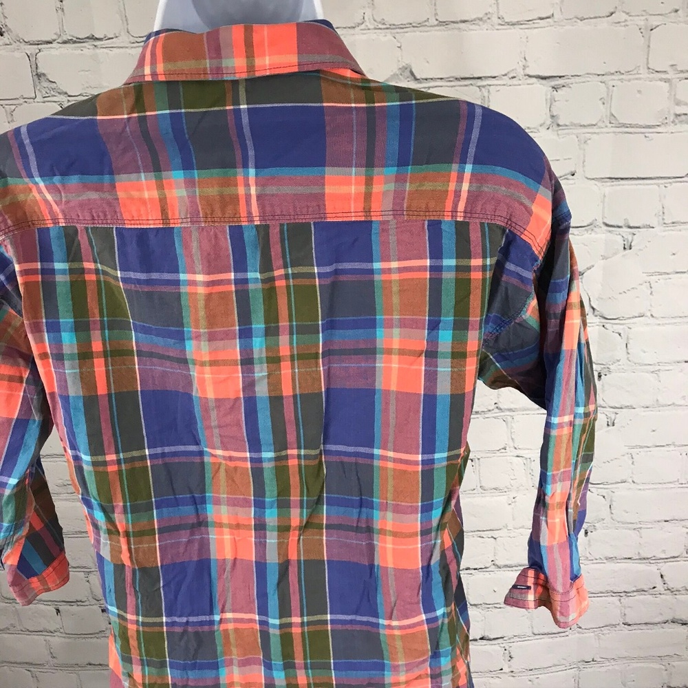 Aerie Plaid 3/4 Dolman Sleeve Button Down Shirt - Picture 5 of 7